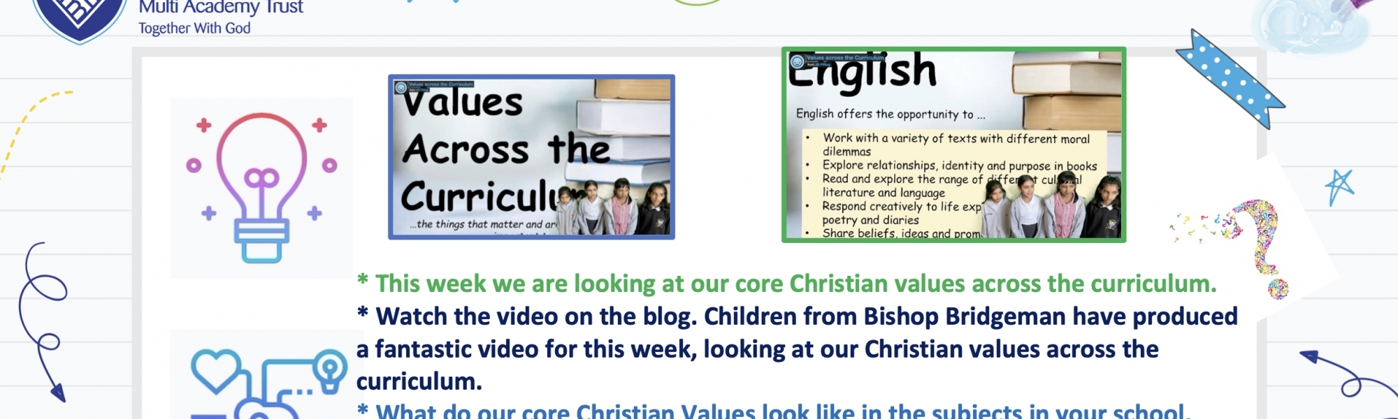W/C 25/04/22 Christian Values Across the Curriculum