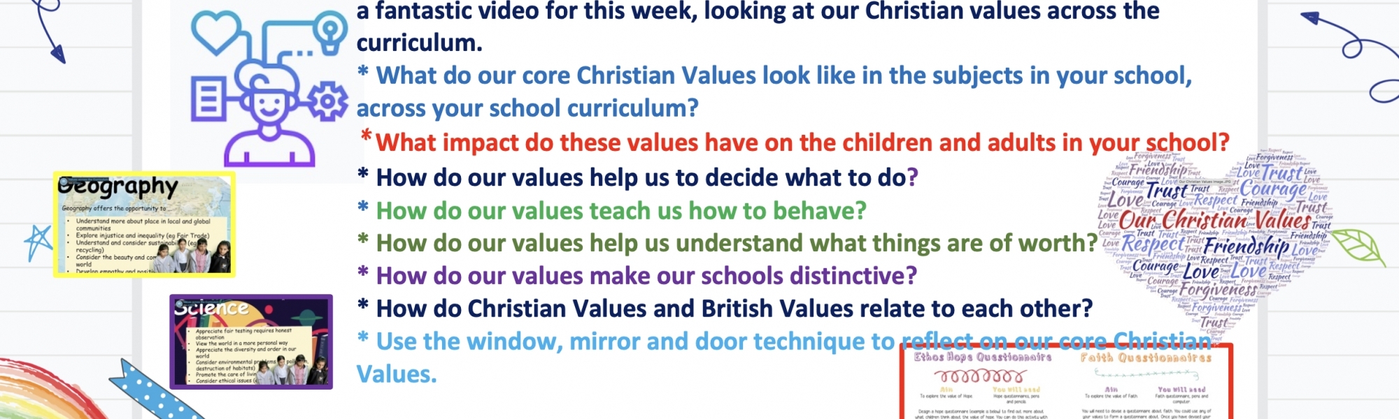 W/C 25/04/22 Christian Values Across the Curriculum